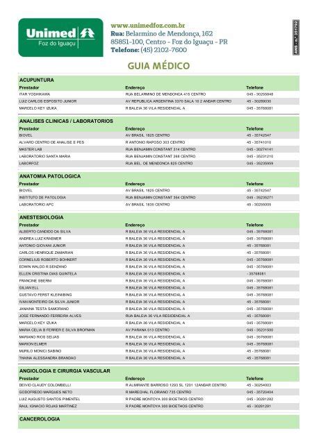 guia médico unimed foz
